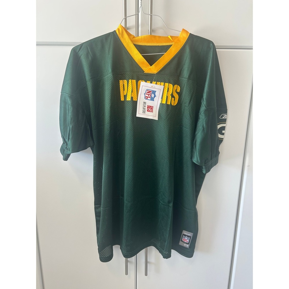 Reebok Green Bay Packers NFL Jersey Mens 4X Green Mesh V-Neck Team Logo